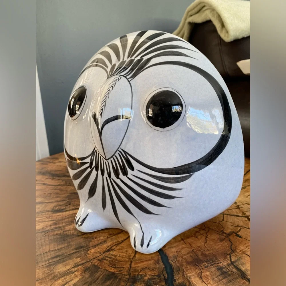 Vintage Tonala Mexican Pottery Owl
